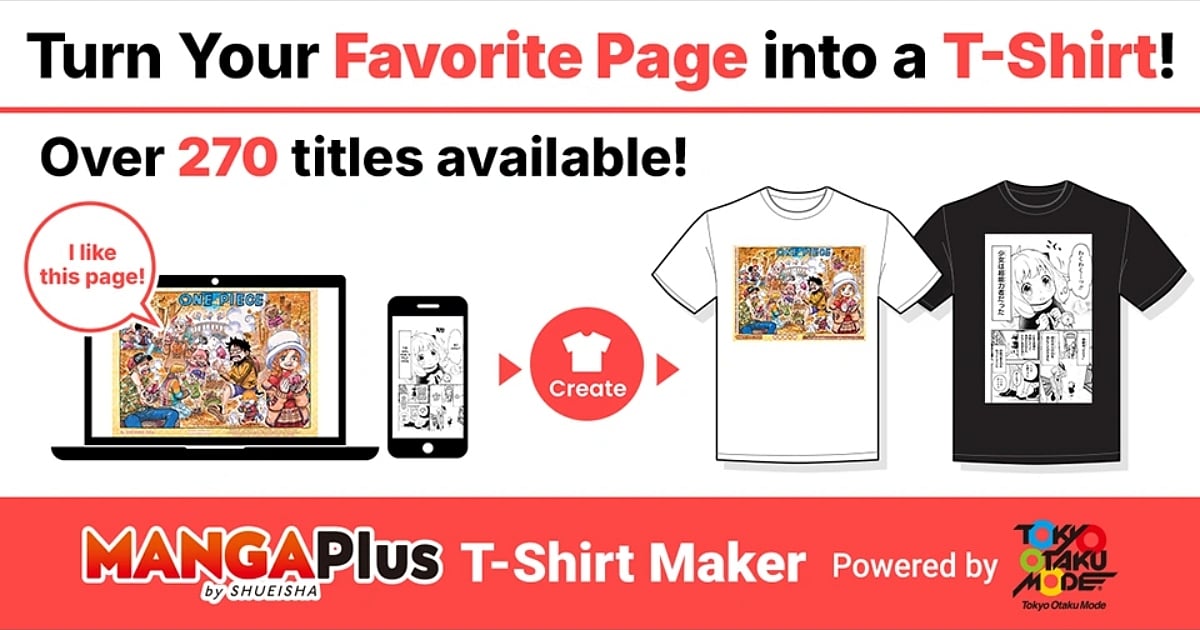 MANGA Plus Now Lets Fans Turn Manga Pages into Custom T-Shirts