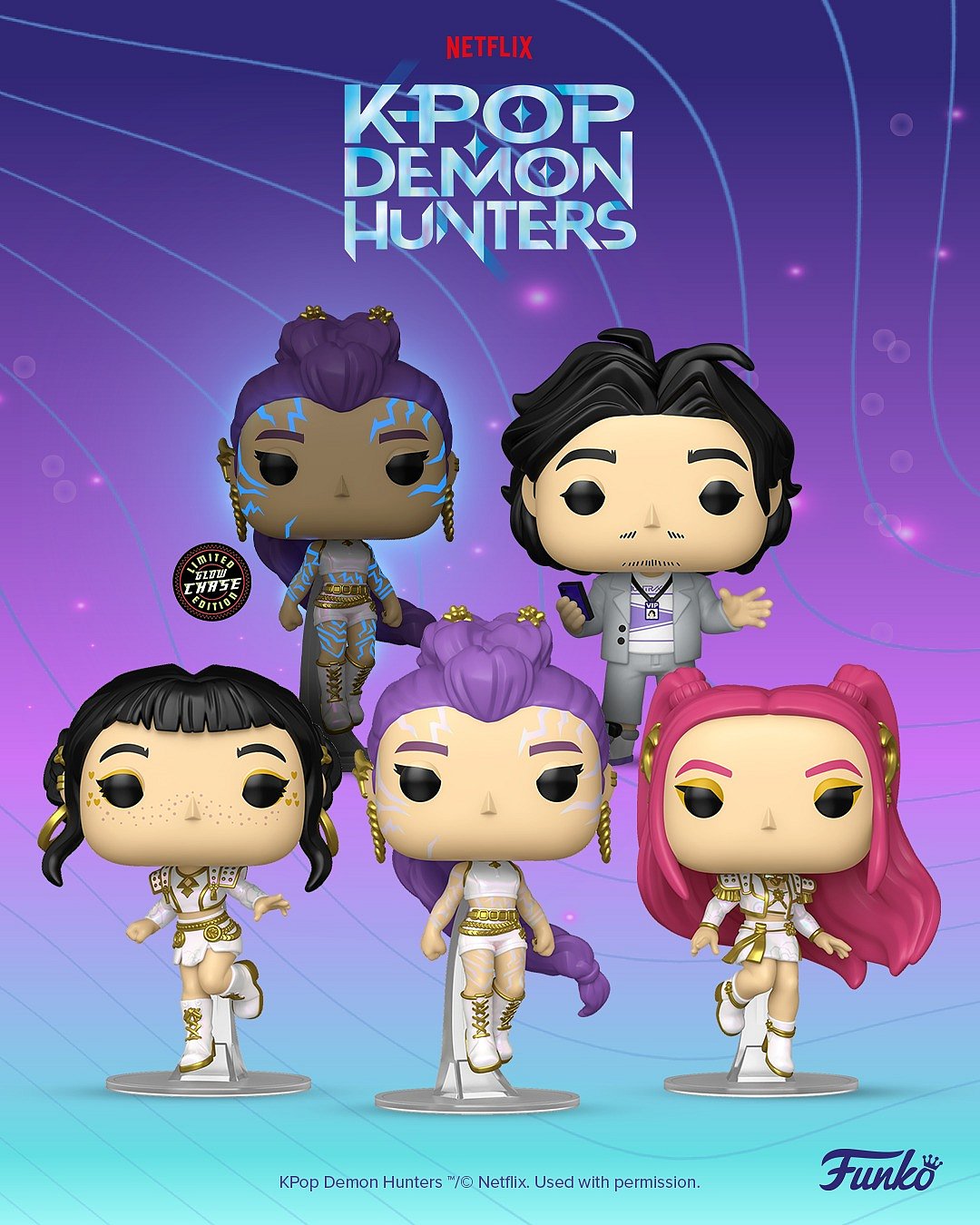 Funko Pop! Vinyl figures from K-Pop: Demon Hunters Wave 2, including Rumi, Zoey, Mira, Manager Bobby.
