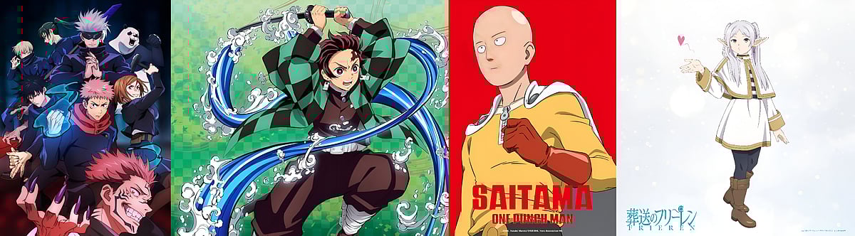 Jujutsu Kaisen, Demon Slayer, One Punch Man, Frieren