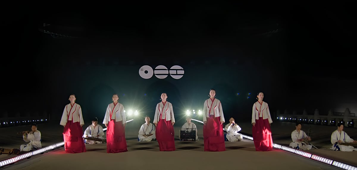 Amidst Arirang Folk Song Transition. Screen Captured from BTS Comeback Live Netflix.