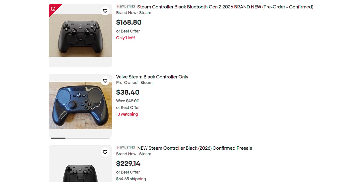 Steam Wireless Controllers Listing