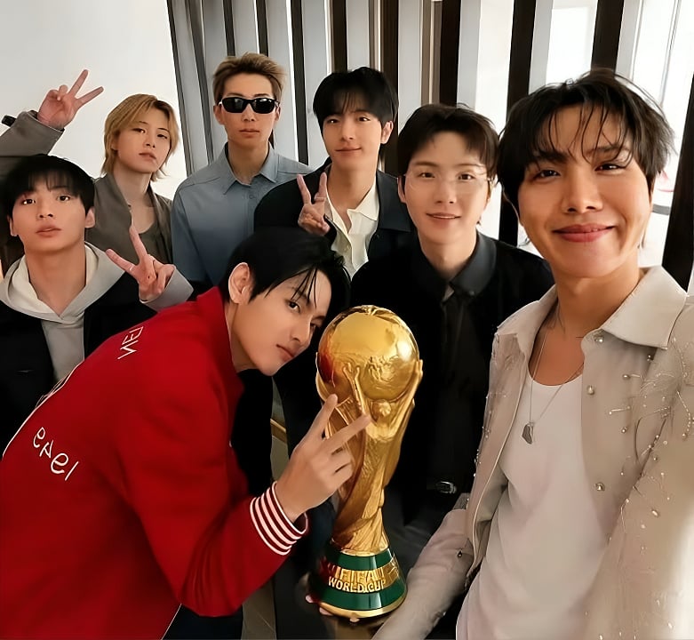 BTS with World Cup Trophy