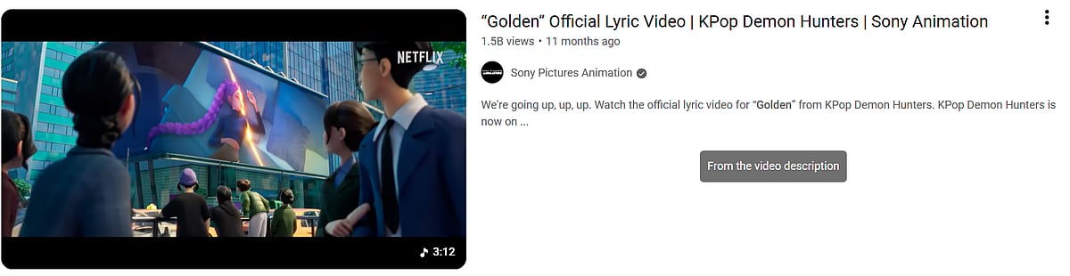 EJAE's Golden from KPop Demon Hunters achieves 1.5 billion views of YouTube