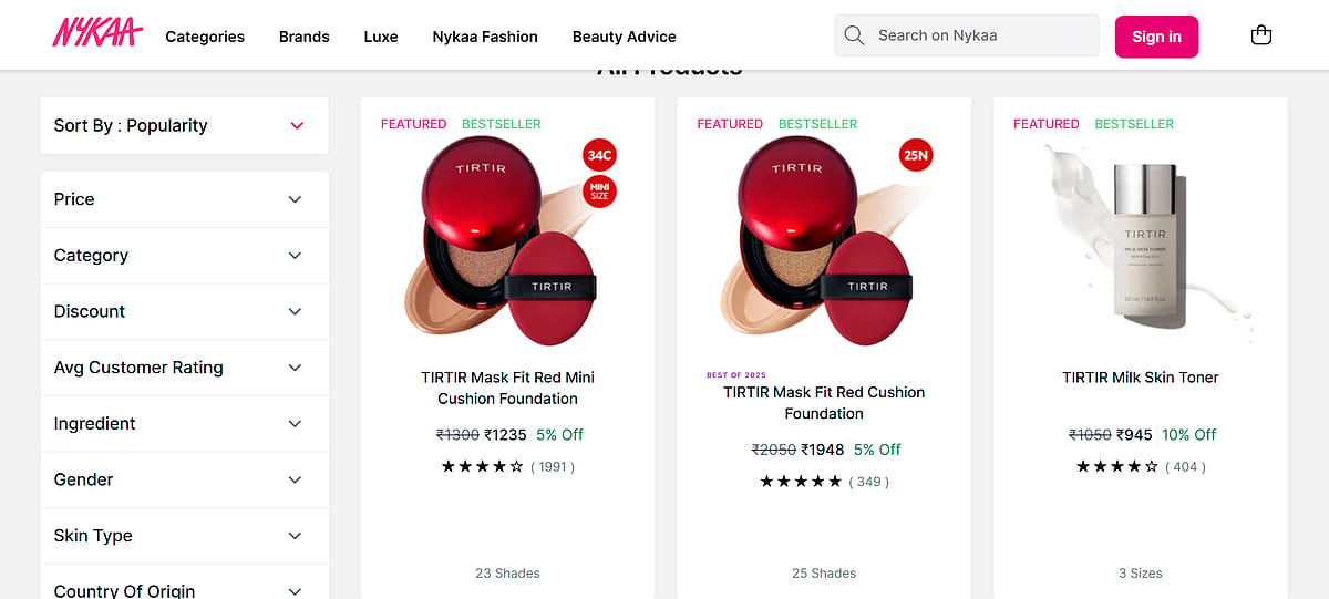 SCREEN CAPTURED FROM NYKAA
