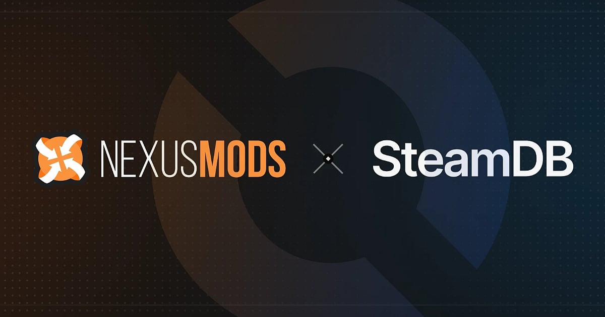 The Nexus Mods and SteamDB logos displayed side by side on a dark background, representing their acquisition partnership.
