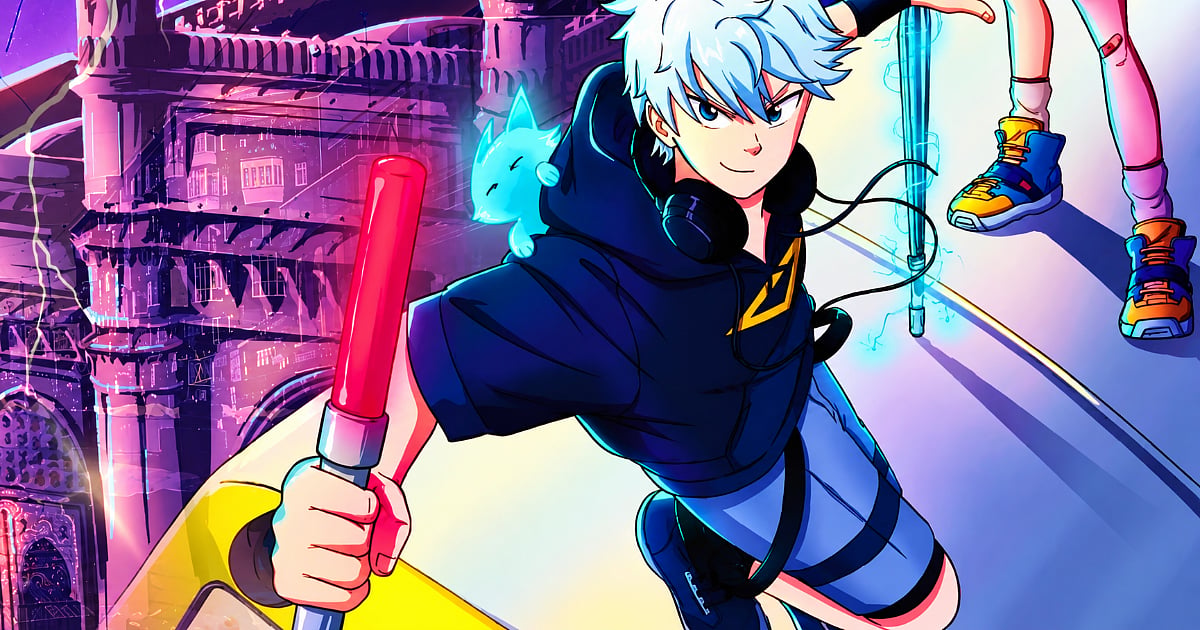 Anime India Mumbai 2026 poster featuring an anime-style white-haired character holding a red baton in a futuristic setting.
