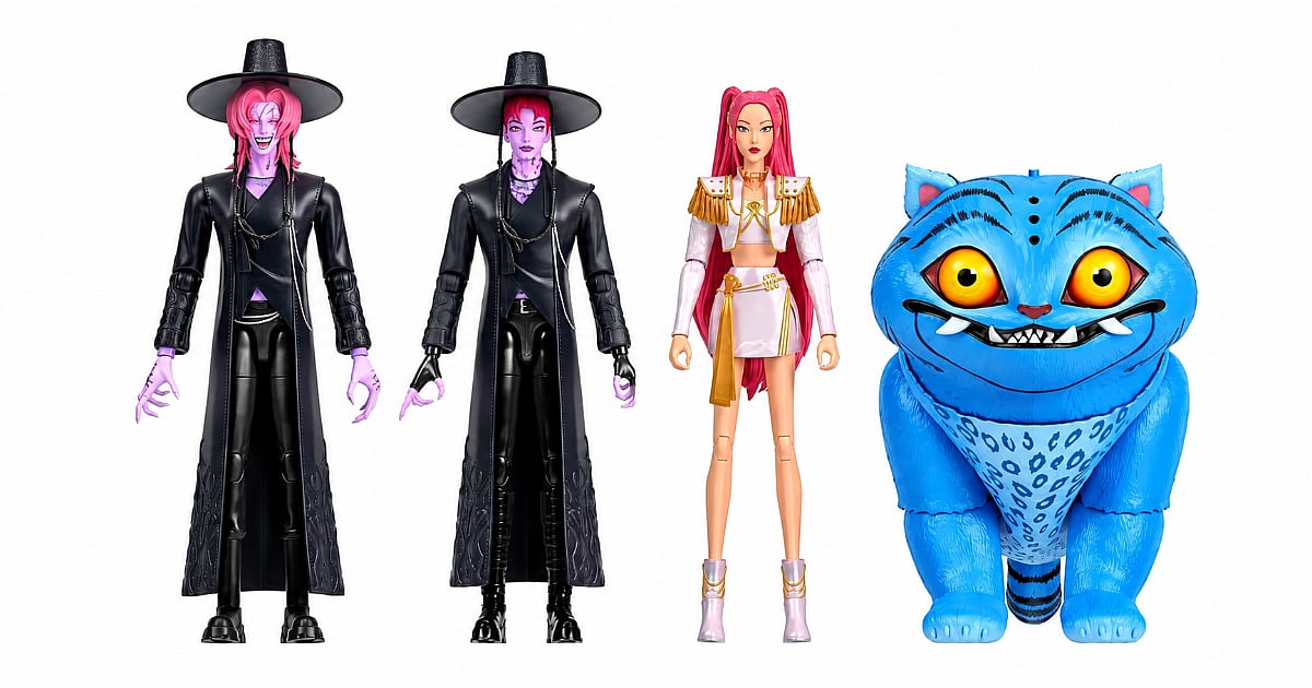 KPop Demon Hunters Mattel third-wave action figures featuring Demon Romance, Demon Abby, Mira in her “What It Sounds Like” outfit, and Derpy Tiger with Sussie.