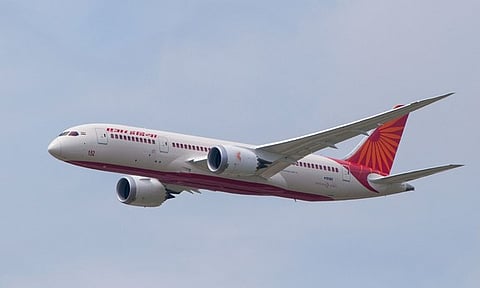 An Air India flight after take off.