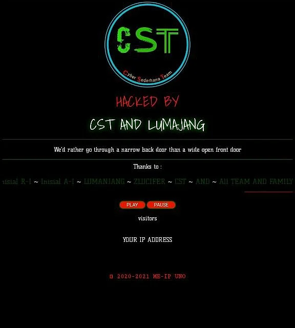 A website with an Indian top-level domain (TLD) name, defaced by Indonesia-based hacker groups