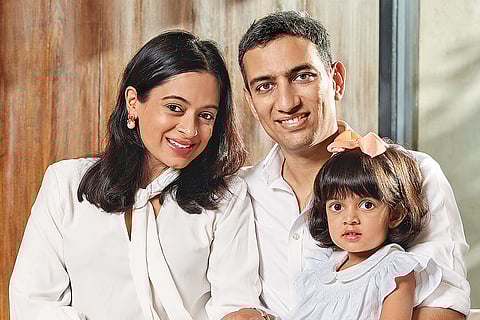 Ravindranath with his wife and daughter