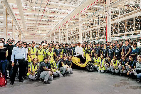 At the all-women staffed Ola Electric factory