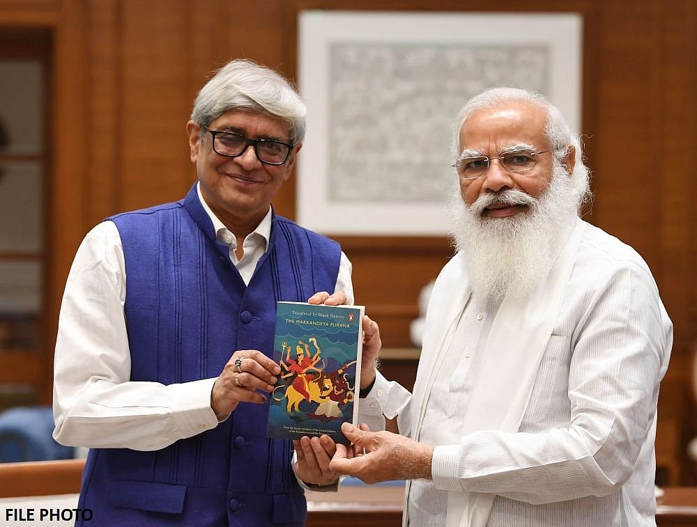 Bibek Debroy with Narendra Modi