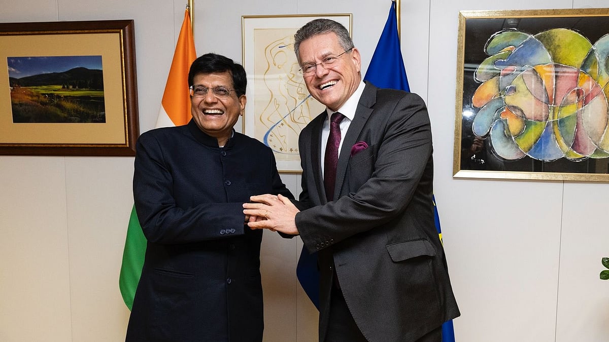 X (Twitter) : Union Commerce Minister Piyush Goyal with EU Commissioner for Trade and Economic Security, Maroš Šefčovič 