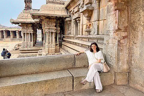 Alison Barrett exploring the Unesco World Heritage site of Hampi in Karnataka