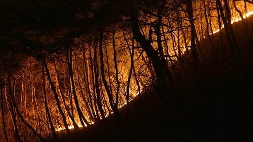 Smoke rises from a wildfire in Andong early on March 27, 2025
