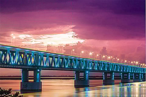 The Bogibeel Bridge over the Brahmaputra River 