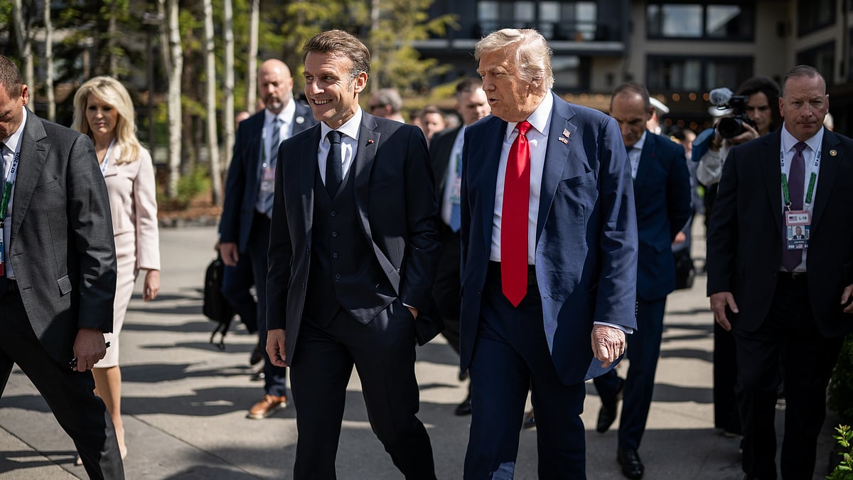 X/@WhiteHouse : US President Donald Trump said French President Emmanuel Macron “has no idea” why he was returning to Washington.