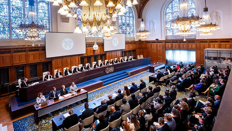 Judges of the International Court of Justice deliver the advisory opinion on countries’ obligations in respect of climate change, at The Hague, July 23, 2025 - null