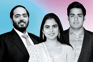 (From left) Anant, Isha and Akash