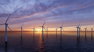 Offshore wind turbines at sea