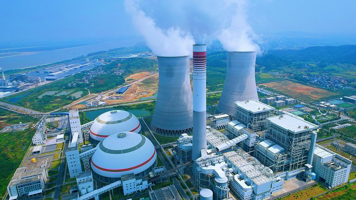 Smoke from power station chimneys