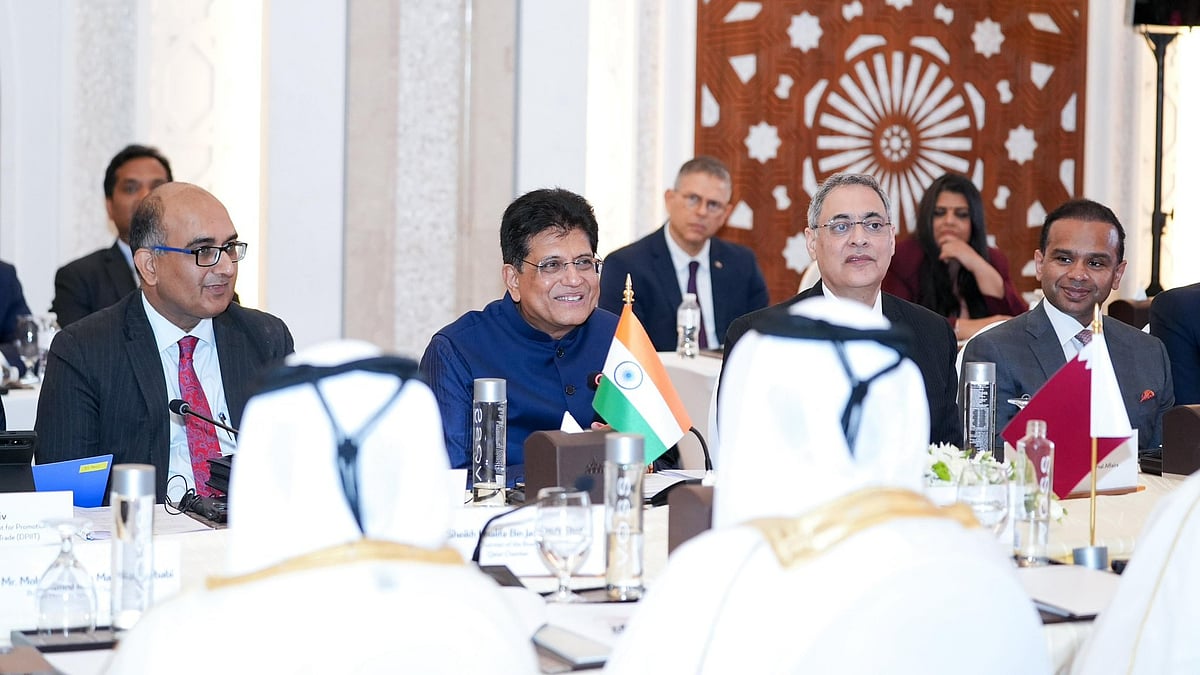 X/@PiyushGoyal : Commerce Minister Piyush Goyal addressing the inaugural meeting of the India-Qatar Joint Business Council, with his Qatar counterpart Sheikh Faisal bin Thani bin Faisal Al Thani