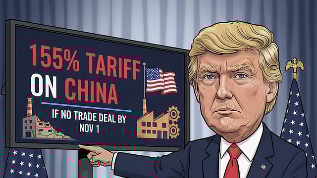 Trump Warns 155% Tariff on China If No Trade Deal by Nov 1