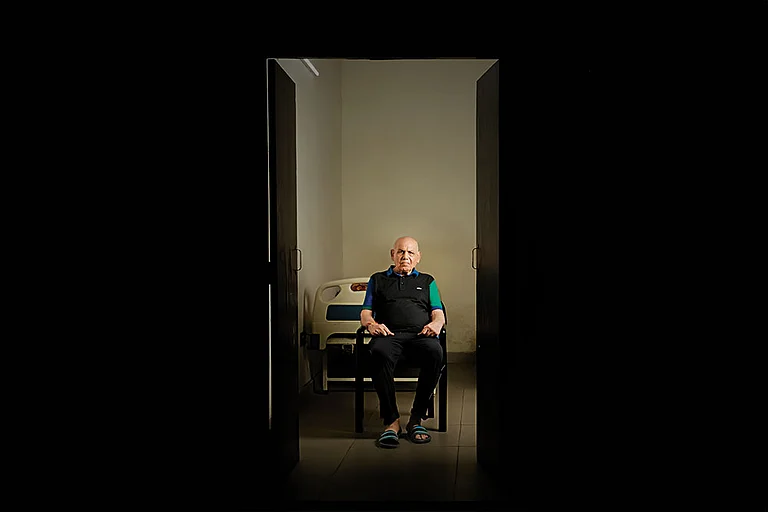 A senior citizen at an old-age home - null