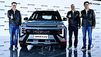Unsoo Kim, MD; Tarun Garg, Whole-Time Director & COO, and JT Park, Executive Director - Sales, Marketing and Service, Hyundai Motor India, at the launch of Venue