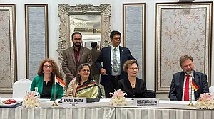 Photo by IMAGO / ANI News : Advisor, DEA, Aparna Bhatia and Director General Asia Christine Toetzke successfully conclude the India- Germany Government Negotiations on Development Cooperation 2025