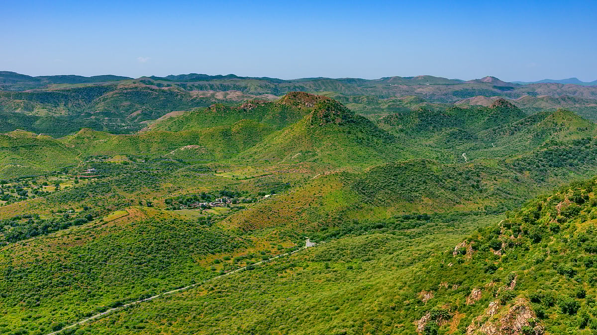 Aravalli Hills landscape under environmental protection with sustainable mining guidelines enforced - null