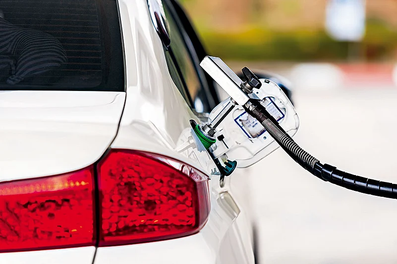 A generic photo of an electric car at a charging station