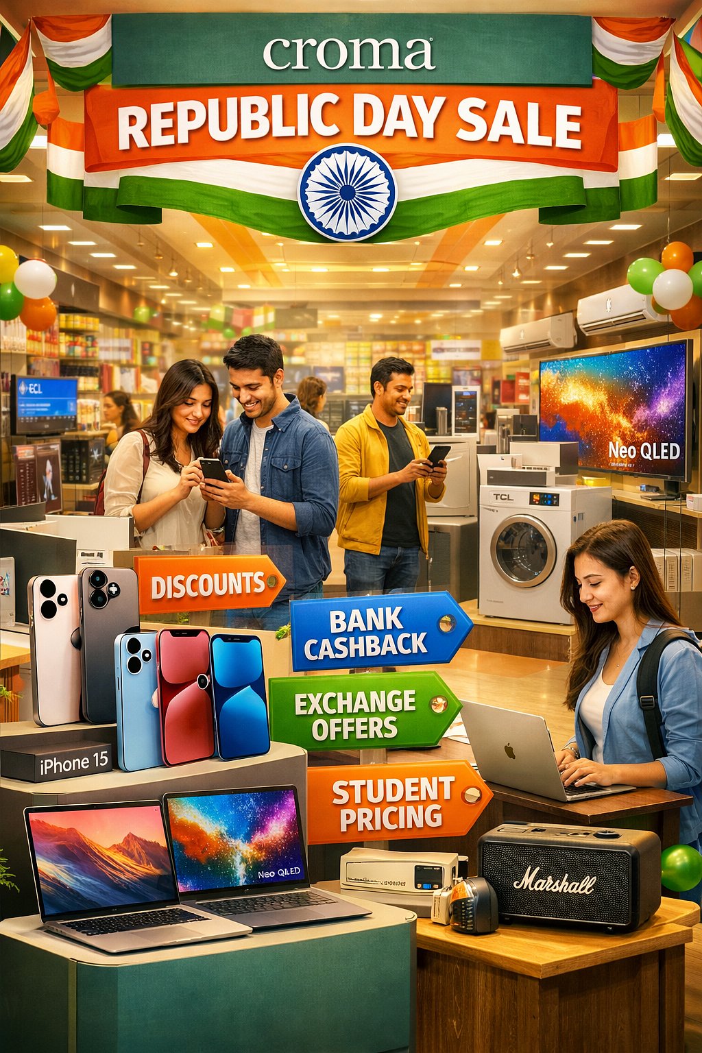 Croma Republic Day Sale 2026: Check Out Discounts on Smartphones, Laptop & Appliances Here