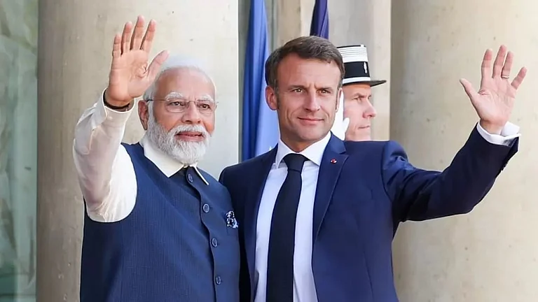 Prime Minister Narendra Modi and French President Emmanuel Macron - null