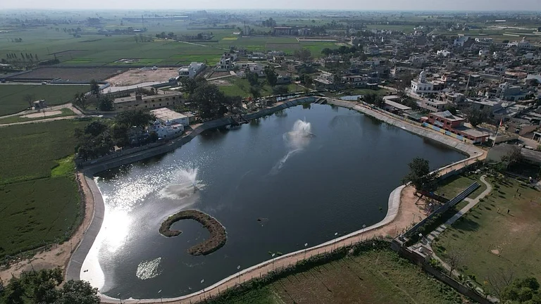 Restored community pond supported under Godrej Enterprises Group’s water stewardship initiative - null
