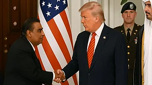 Representative Image : Donald Trump and Mukesh Ambani