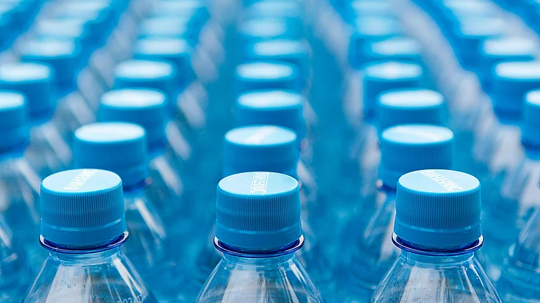Bottled water at a production facility - null