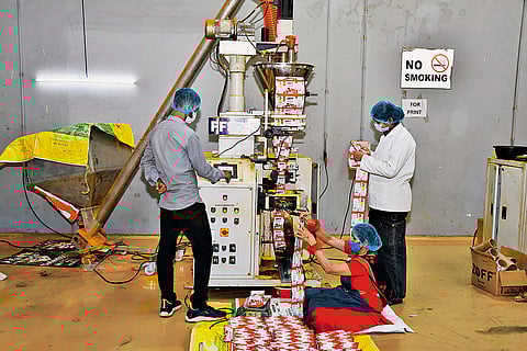 Workers at the Raipur factory