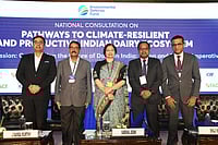 Govt, Industry Call for Climate-Resilient Dairy to Protect Livelihoods, Nutrition (L to R) Jai Agarwal, Samba Murthy Jangam, Varsha Joshi, Shaji K V, Hisham Mundol, at the National Consultation