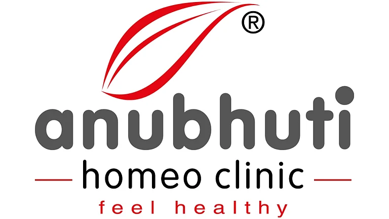 Anubhuti Homeo Clinic logo with red leaf icon - null