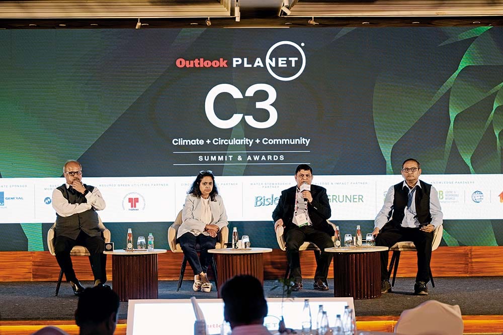 (L-R) Bharat B Mehta, Chandrima Chatterjee, Naresh Tyagi and Surojit Bose shared their views on Making Circularity Work In The Textile Sector–Digital Passport To Plastic Circularity