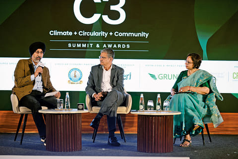 (L-R) Hardeep Singh Brar, Pravin Saraf and Divya Sharma discussed Role Of Circularity In Transitioning From EV Adoption To EV Leadership