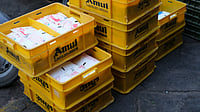 Inflation Hits Kitchens as Amul, Mother Dairy Raise Milk Prices; Check New Rates Milk packets on retail shelf showing revised Amul and Mother Dairy prices