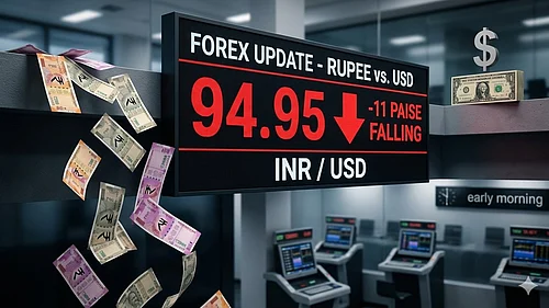Rupee Falls 17 Paise to 95.43 Against US Dollar in Early Trade