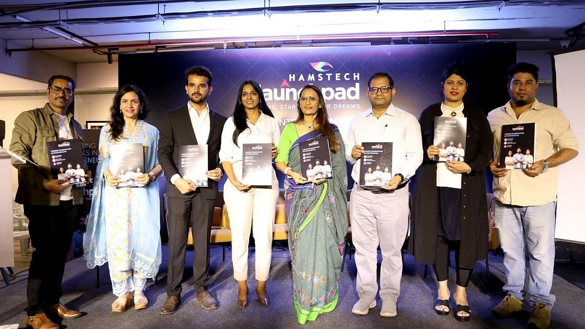 Mrs. Ajita Reddy, CEO of Hamstech, along with Chief Guest Dr. Shreekant Sharma, faculty members, and the Hamstech team, officially unveiled Hamstech Launchpad. - null