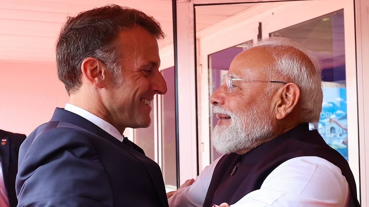 French President Emmanuel Macron and Prime Minister Narendra Modi - null
