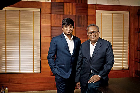 Chairman P Sivanantham (right) with his son and managing director S Srudheep