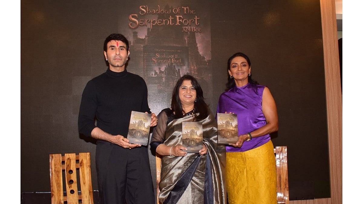 Shanthi Priya, Sandip Soparrkar, Arti Chavan at Shadow of the Serpent Fort book launch - null