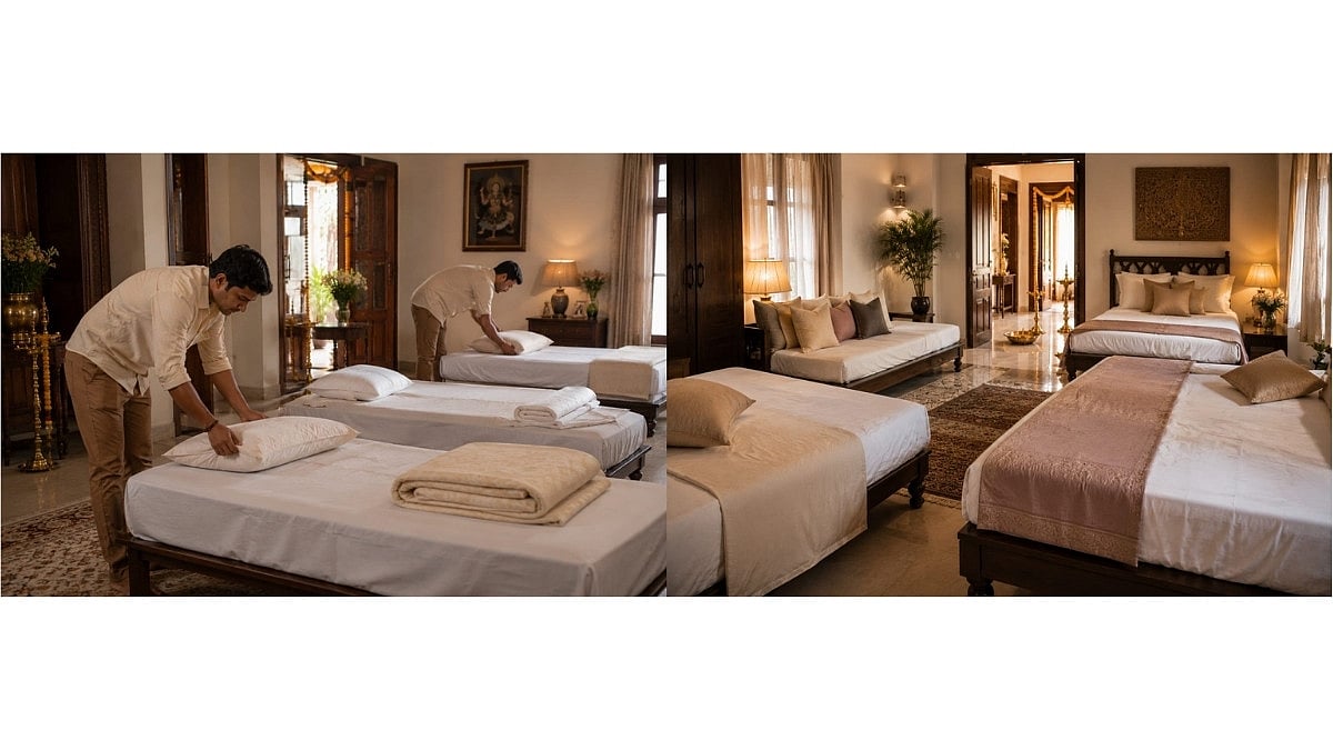 Host My Guest team setting up clean, comfortable beds and cots to ensure a seamless guest stay during weddings and family events. - null