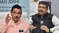 Agencies : Pralhad Joshi (left) Is India's New Education Minister After Dharmendra Pradhan (right) resigned